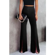 Black Split Hem High Waist Pants