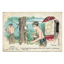 Postcard WW1 Sketches of Tommy's Life British Army Out on Rest 6 soldier shaving