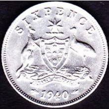 1940 Australia 1 Sixpence coin