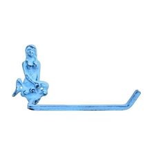 Pack Of 2] Dark Blue Whitewashed Cast Iron Mermaid Toilet Paper Holder 10""