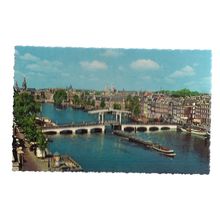 MEAGRE BRIDGE ACROSS THE AMSTEL. , AMSTERDAM, ..unused vintage postcard c.1957