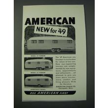 1948 American Coach Co. Trailers Ad - 25 Tandem, 22 Tandem, Homecrest Model