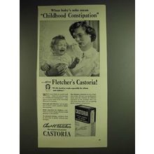 1948 Chas. H. Fletcher Castoria Ad - baby's sobs mean childhood constipation