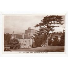 View from the South West of Buckland Abbey Devon RP Postcard 15