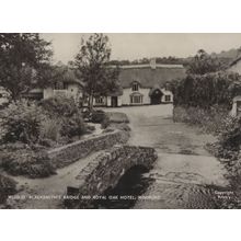 Blacksmiths Bridge & Royal Oak Hotel Winsford Somerset RPC Postcard