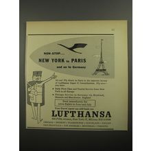 1956 Lufthansa Airlines Ad - Non-stop New York to Paris and on to Germany
