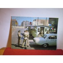 CHECKPOINT CHARLIE, BERLIN GERMANY used postcard 1984 pm =