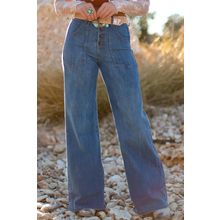 Ashleigh Blue Multi Buttons High Waist Wide Leg Jeans With Pockets