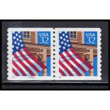 2913v 32c U.S. Flag Over Porch Very Fine MNH LGG CNP Left 22322 PA1705