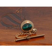 Pre-Owned Vintage Gold Tone Green Stone Pin