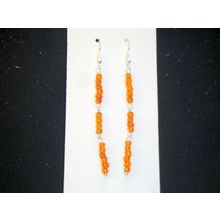 Beautiful dark orange long drop slim earrings work play anywhere
