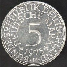 1973 F Germany 5 Mark Silver Coin