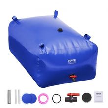 400L/105.7 Gallon Water Storage Bladder, RV Water Tank, 1000D Blue PVC Colla...