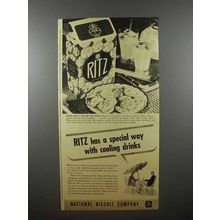 1940 Nabisco Ritz Crackers Ad - Cooling Drinks