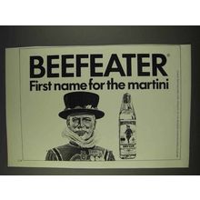 1977 Beefeater Gin Ad - First Name for the Martini