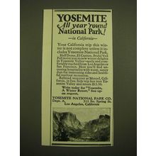 1924 Yosemite National Park Co. Ad - Yosemite all year 'round National Park!