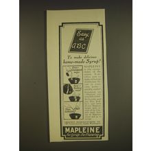 1926 Mapleine Flavoring Ad - Easy as ABC to make delicious home-made syrup