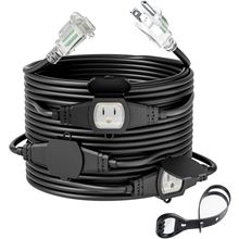 25FT 14 Gauge Outdoor Power Extension Cord,Four Outlet Cable.Multiple Evenly-Spa