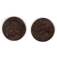 Great Britain. George II. Halfpenny 1754. dy15449