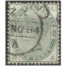 1883 SG192 4d Dull Green Check Letters "LA" Fine Used ... .
