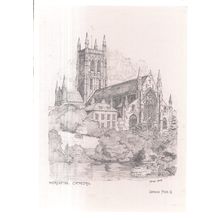 WORCESTER CATHEDRAL by Brian Lewis unused postcard =