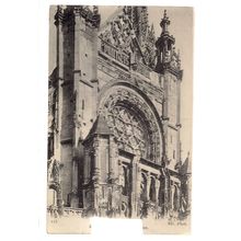UNKNOWN CHURCH, FRANCE used vintage postcarD Aug. 1918 WW1 censored =