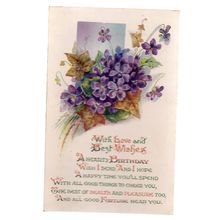 A HEARTY BIRTHDAY .used vintage postcard by Wildt & Kray LOVE & BEST WISHES =