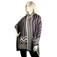 Shawl /Wrap w/ Stripes Print - Brown Color - SF-RUM08BN