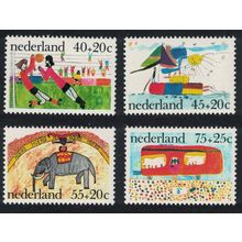 Netherlands Football Elephant Children's Paintings 4v 1976 MNH SG#1259-1262