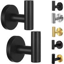 Kruodop Towel Hooks for Bathroom,2 Packs Wall Mount Towel Holder,Black Matte Wal