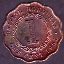 1961 Belize (British Honduras) 1 Cent Coin