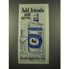 1975 Booth's High & Dry Gin Ad - Add Friends and Serve