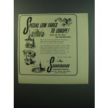 1949 Scandinavian Airlines System Ad - Special low fares to Europe