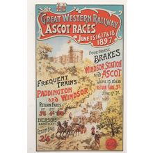Ascot Horse Race Racing GWR Trains Poster Advertising Postcard