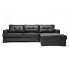 Modern Black Leather-Soft* Tufted Sectional Sofa Chaise Set