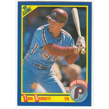 1990 Score Tom Barrett rookie RC baseball card #633 – Error variation