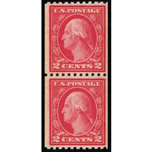 487, Mint VF NH 2¢ Coil Pair - SCV $75.00 - Stuart Katz