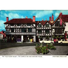 Postcard “Old Tudor House” and The Garrick Inn, Stratford-upon-Avon. Unposted
