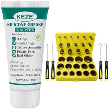 KEZE 382 Pcs SAE Viton O Ring Assortment Kit 30 Sizes Brown O-Ring Set and Silic