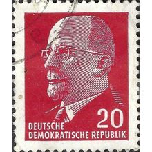 DDR, Walter Ernst Paul Ulbricht, 2nd president, red 1961, 20pf, #4