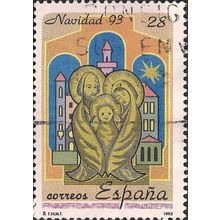 SPAIN, Navidad 93, holy family, orange 1993, 28 Ptas