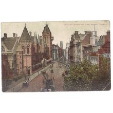 LAW COURTS and FLEET STREET , London c. 1908 unused antique postcard =