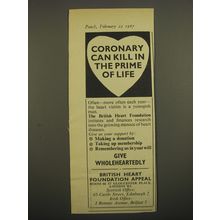 1967 British Heart Foundation Appeal Advertisement - Coronary can kill