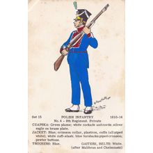 Polish Infantry 8th Regiment Private Napoleonic War Uniform PB Postcard