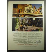 1956 American President Lines Cruise Ad - America Aboard your President