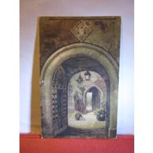 COURTYARD DOORS. EXETER DEVON used antique postcard by local advertising 1920 #