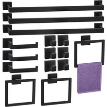 15 Pieces Bathroom Hardware Set, Matte Black Bathroom Accessories Set, Towel Rac