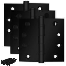 Black Heavy Duty Door Hinge Matte Black Ball Bearing 4X4 Inch Heavy Duty - Set o