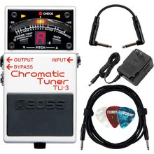 Boss TU-3 Chromatic Tuner Pedal Bundle with Power Supply, Instrument Cable, Patc