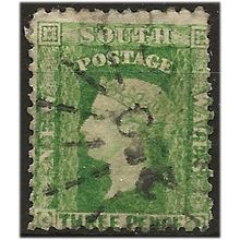 New South Wales 1860 SG139 3d Yellow-Green Perf 12 Fine Used. ..